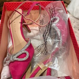 Kelly & Katie Fuchsia Heels with Rhinestone Bow